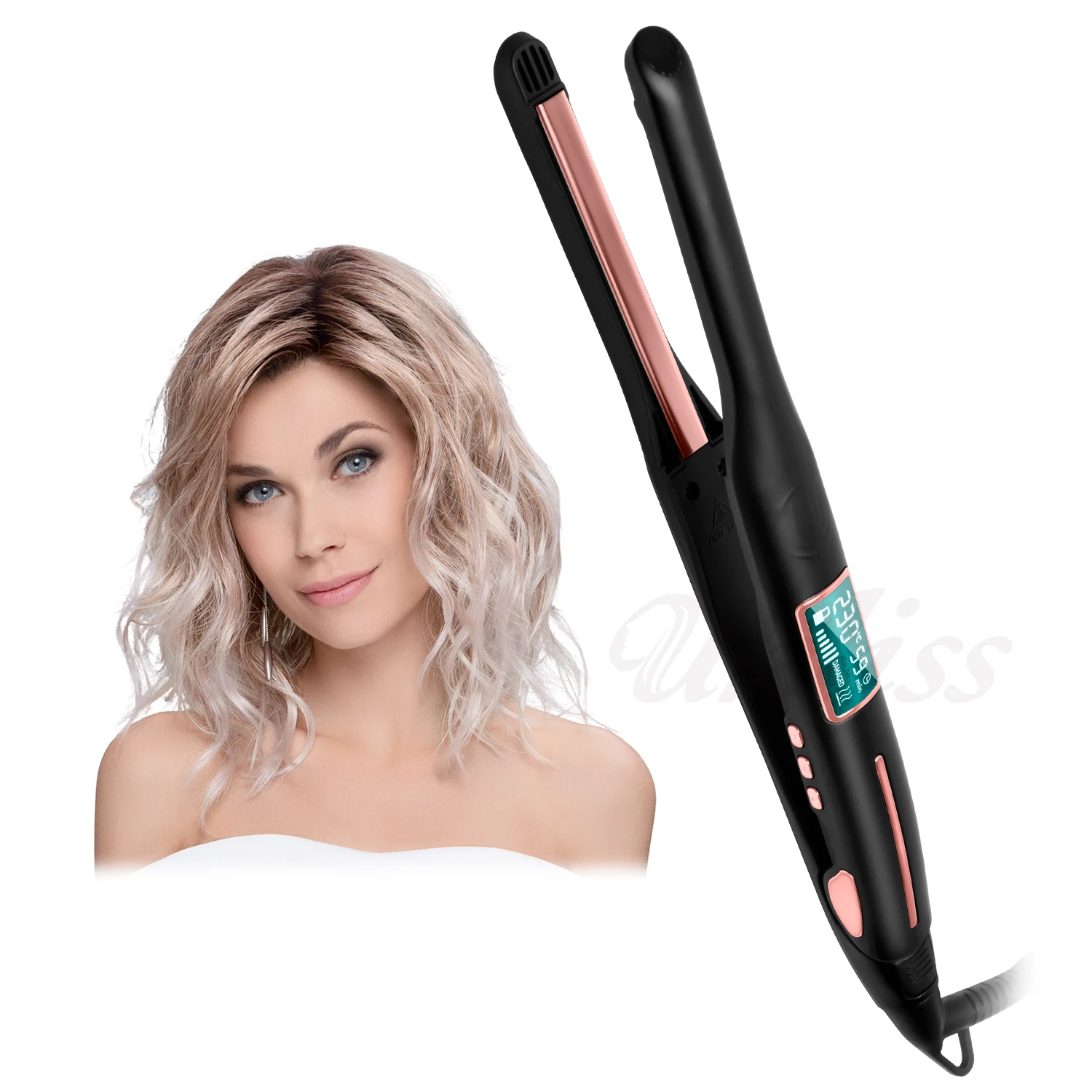 Dual purpose straight roll Smart temperature control hair straightener