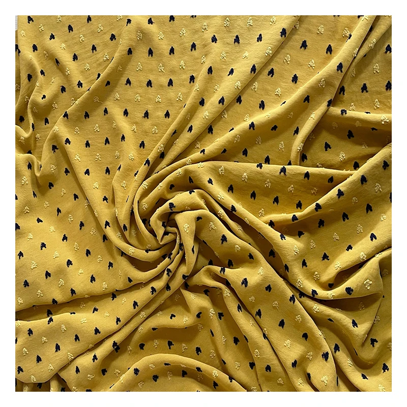 2022 Wholesales Textiles Modern 100 Polyester Plain Soft CEY Jacquard Cut flower Double Colors Fabric crepe For Dressts