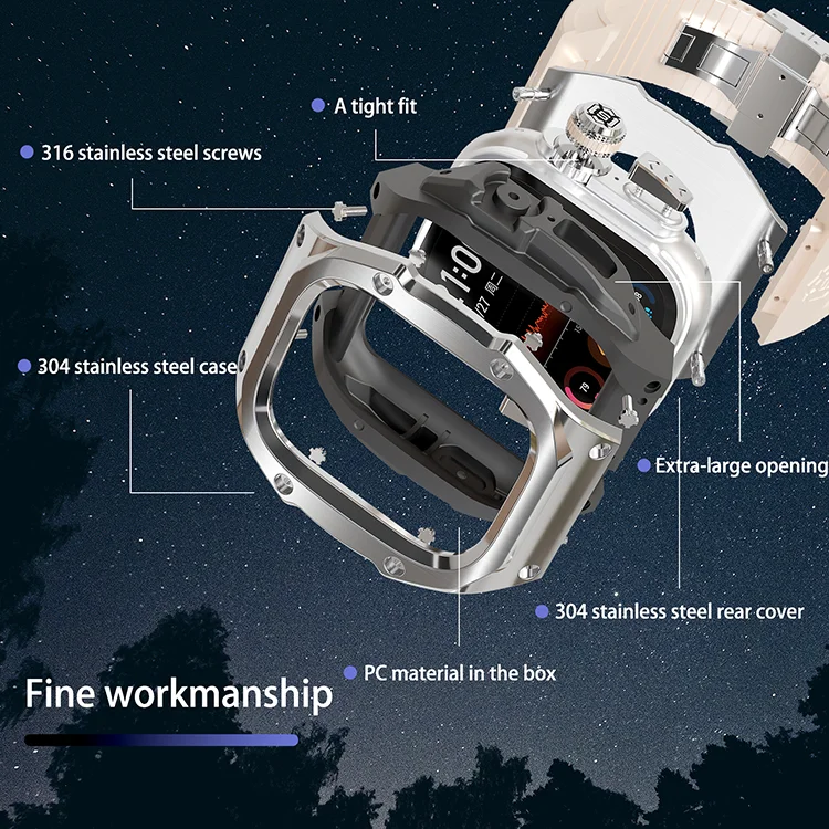 Luxury Golden/Rose Gold/Black/Original Steel Color Stainless Steel 316 Watch Case For IWatch Ultra 1/2 49mm With Watchband