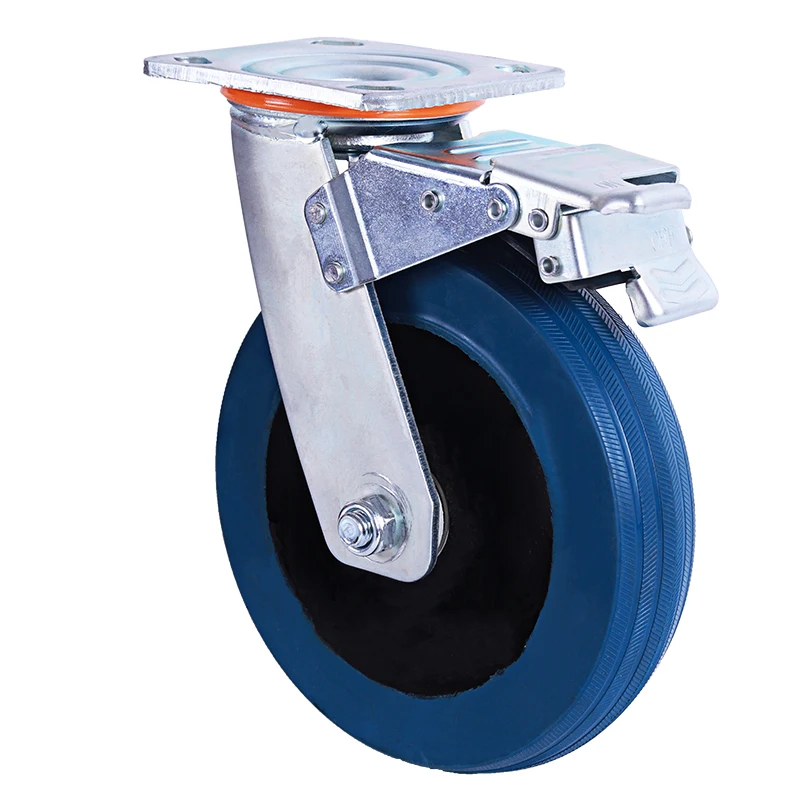 China supplier 4 inch 5 inch 6 inch 8 inch fixed Castors rubber heavy duty industrial caster wheels with iron core for sale