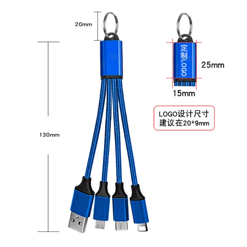 In Stock Nylon Braid 3A Fast Charge Charger Data Cables Micro Type C 3 In 1 Usb Cable