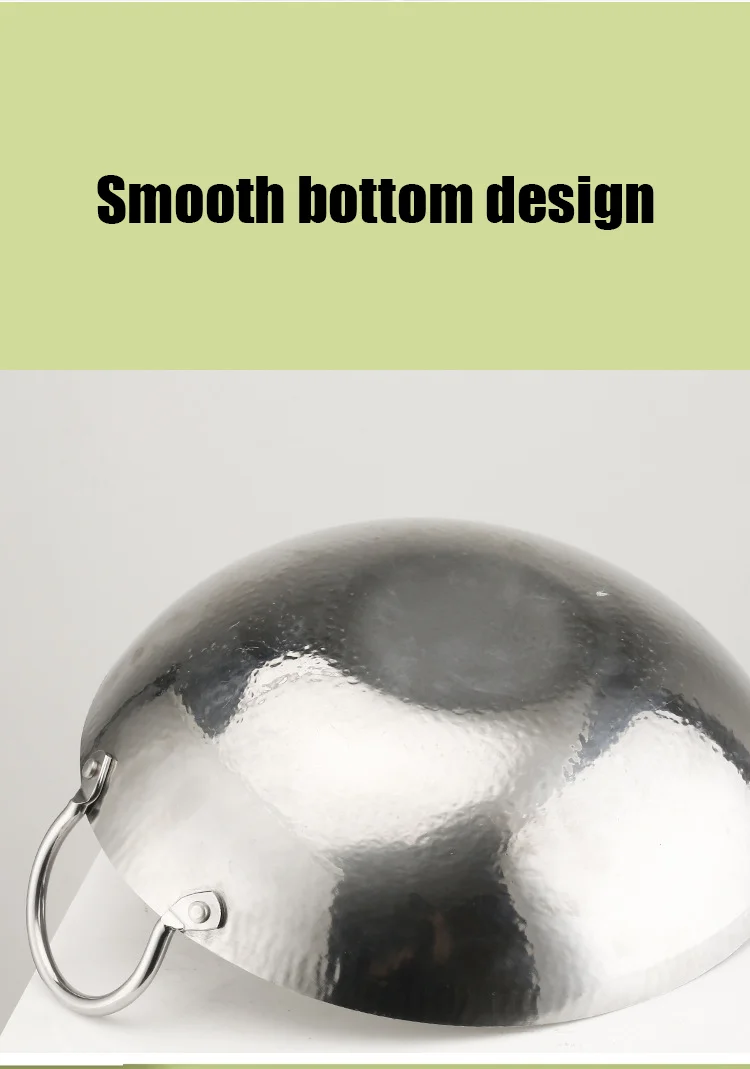Silver Stainless Steel Hammer Frying Pan Restaurant Double Ear Hot Pot Seafood Basin Seafood Shabu Pot Round Bottom Pan