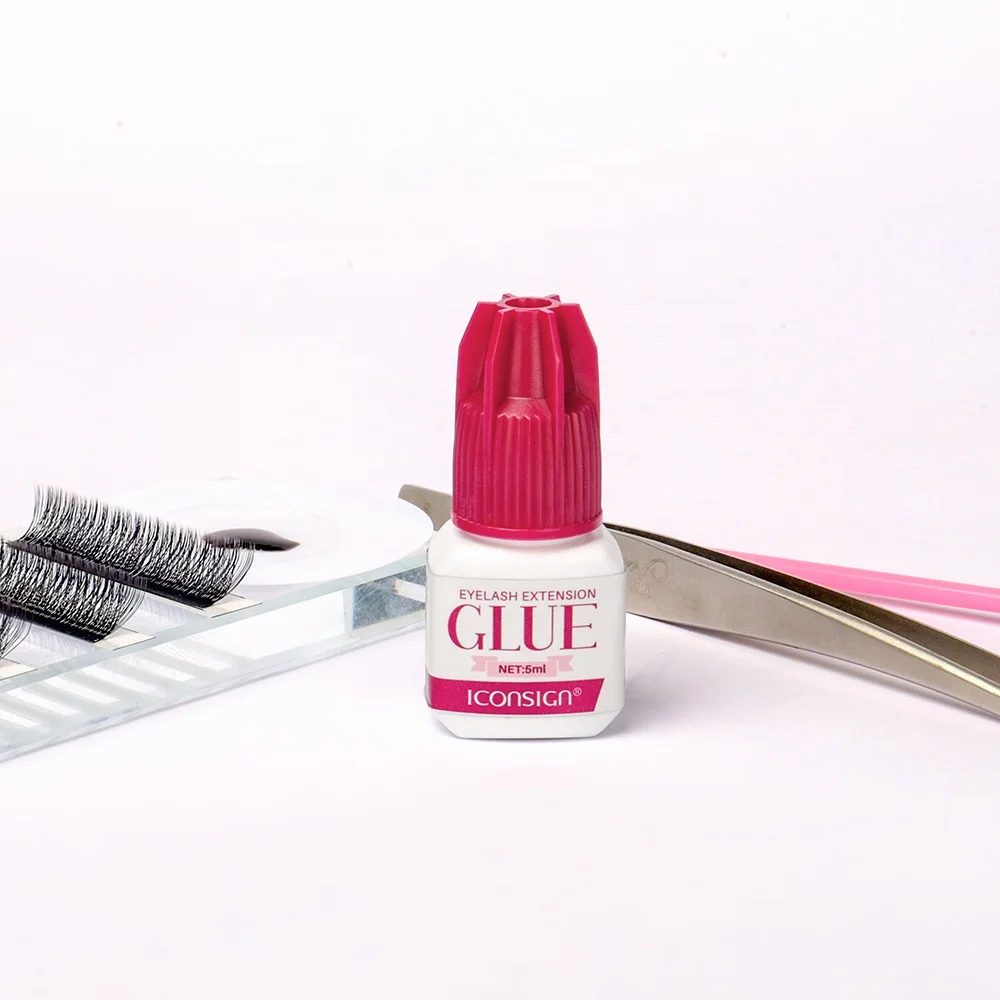 Iconsign custom 5ml lash extensions glue packaging super strong waterproof lashes set with glue