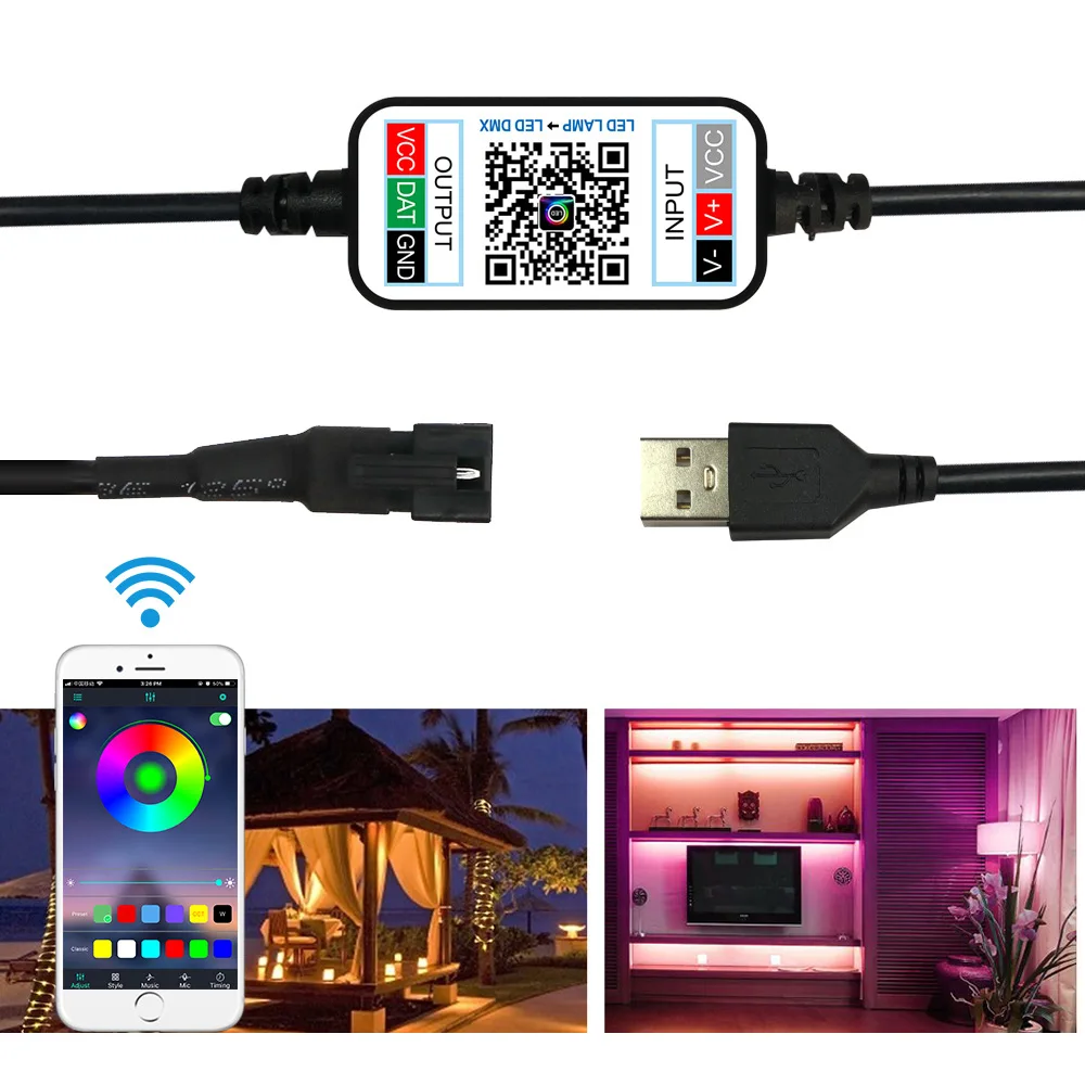 ws2812b led strip controller DC5V USB music sync for addressable dream color led strip