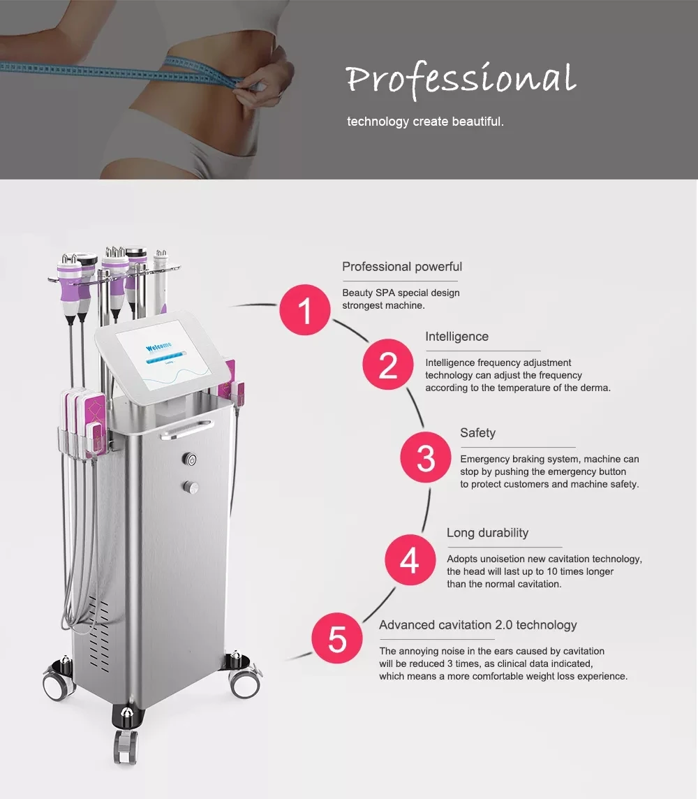Ultrasonic 40K Cavitation Body Slimming Beauty Machine 6 In 1 Remove Cellulite Weight Loss SlimMing Machine