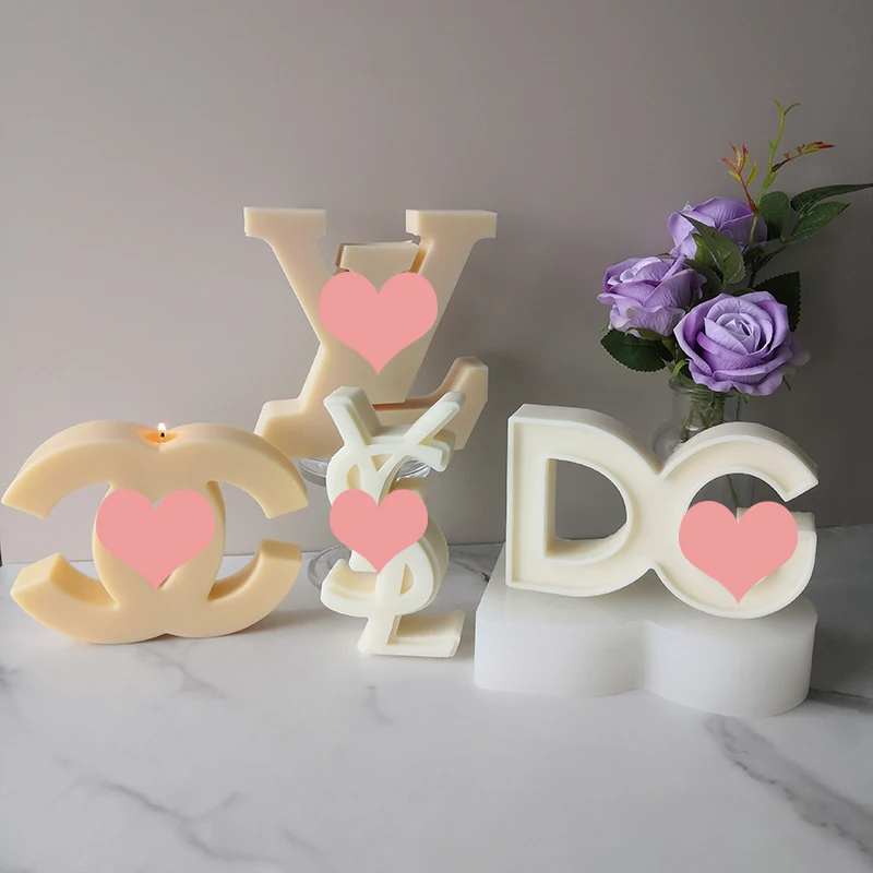 DIY Silicone Candle Moulds 3D Geometric Candle Mold Big Letters Luxury Brand Logo Silicone Candle Mold