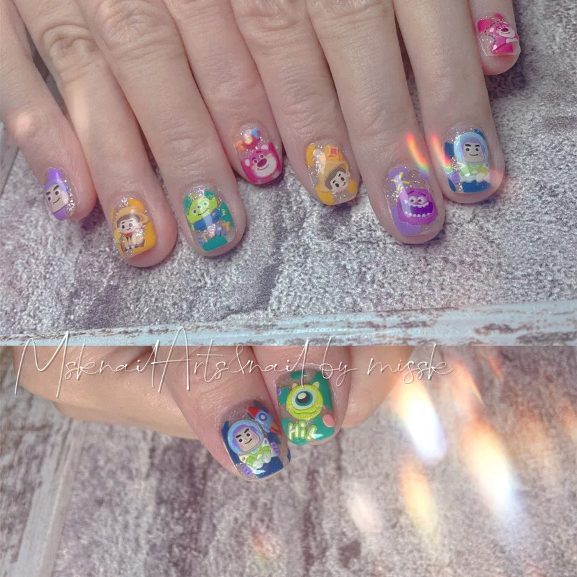 Missbloom Colorful Sunflower Cartoon Pattern Designers Nail Art Stickers 3D Nail Decals Decoration