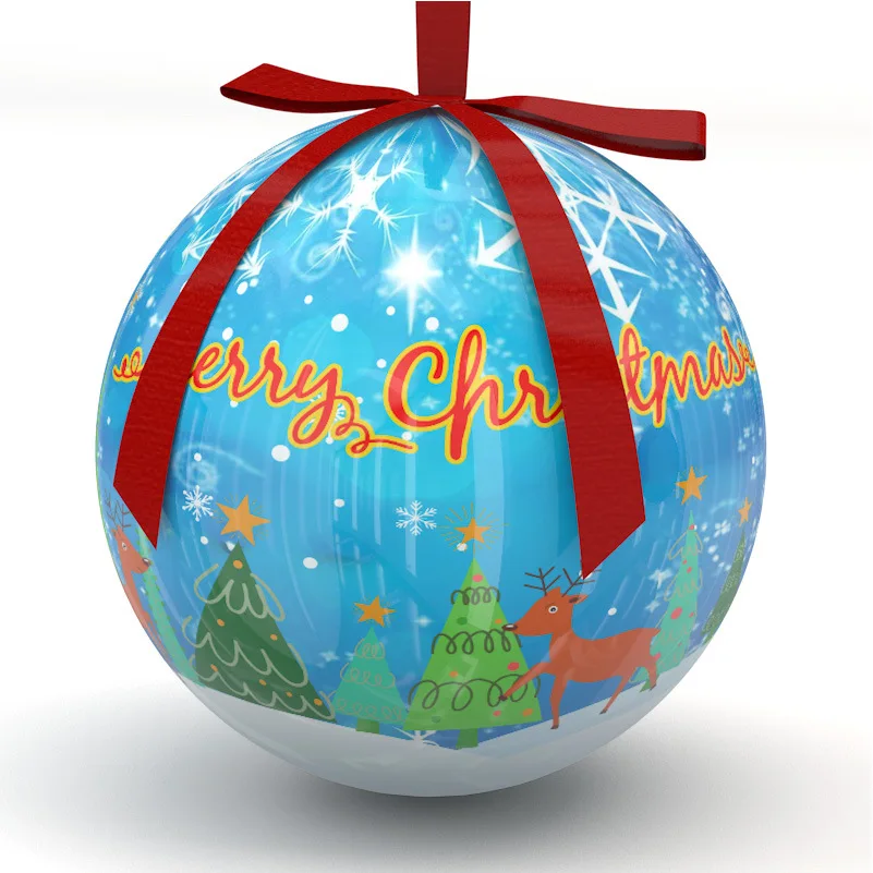 8cm Bubble Christmas Decorations Plastic Memory Ball with Crystal Glue for Christmas Tree Hanging Christmas Ball