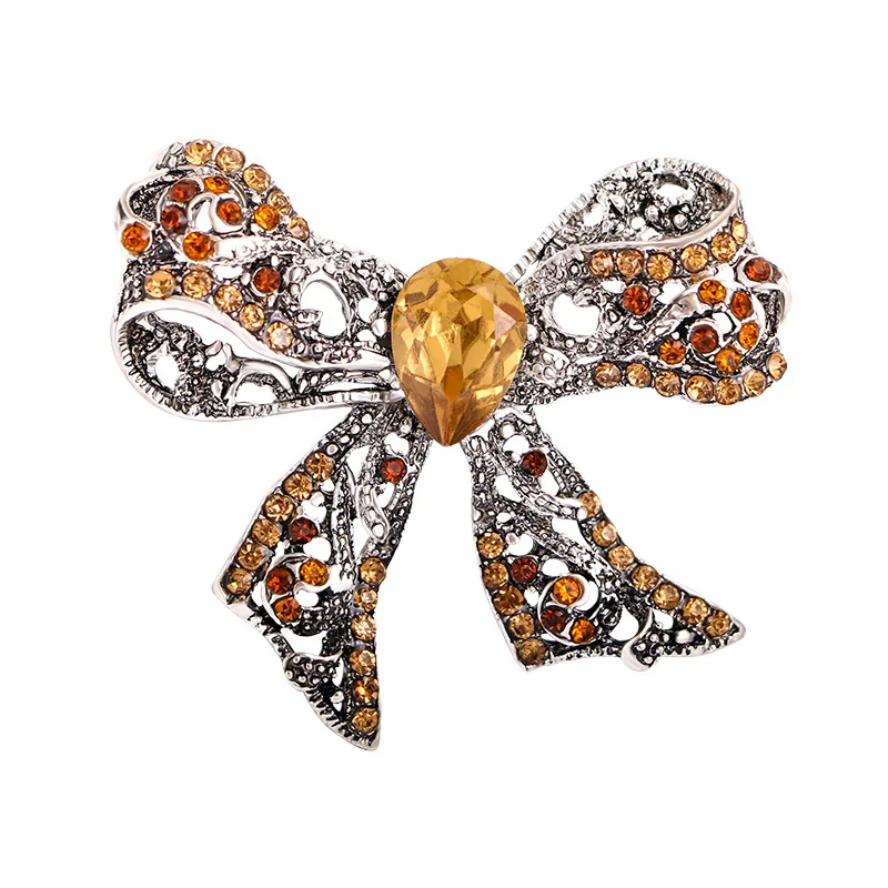 Fashion Luxury alloy butterfly bow diamond brooches brooch pin