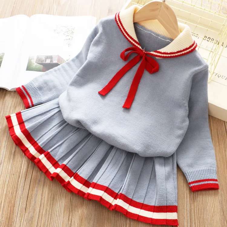 High Quality School Style Kids Sailor Suit Baby Girl Mini Skirt And Top Set For Wholesale