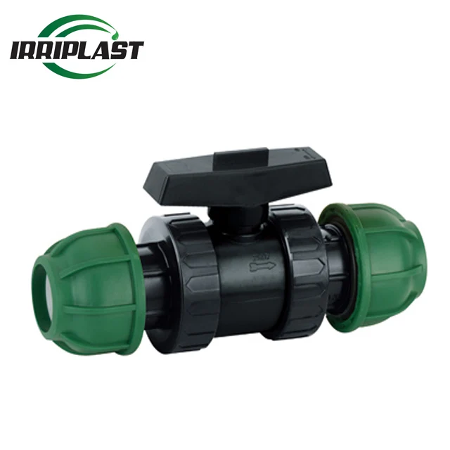  Бренд ирригационный пластиковый pp ПВХ двойной соединение HDPE PE PP шаровой клапан для водопроводной трубы PN16 Компрессионный