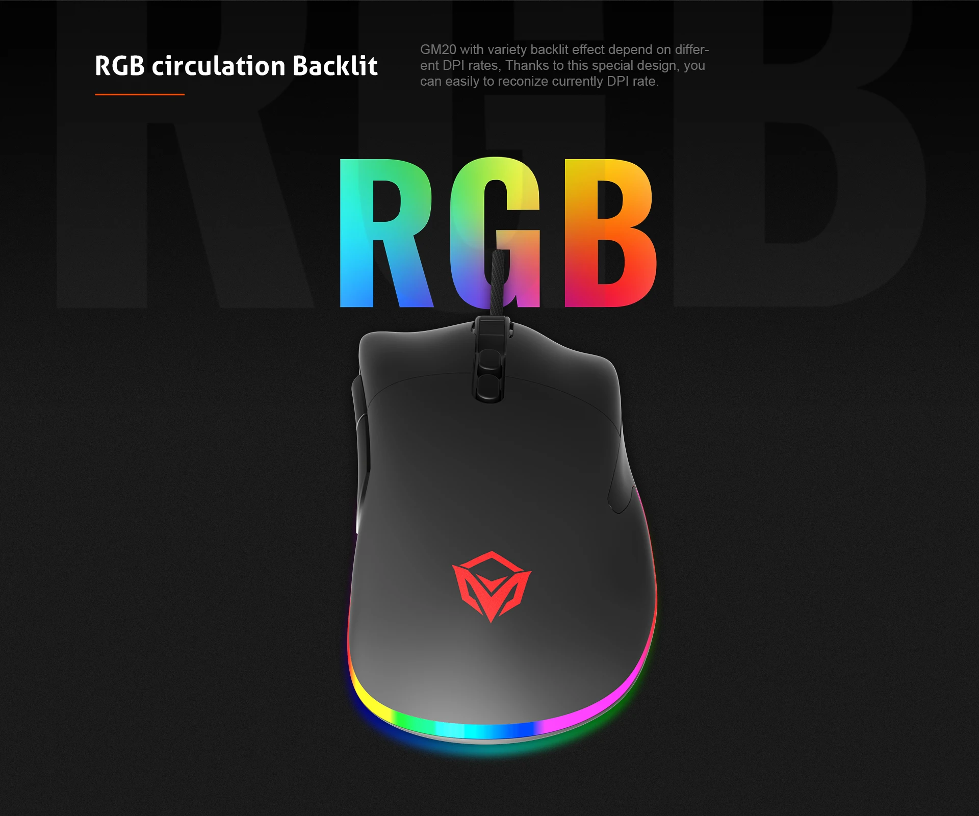 MEETION MT-GM20_2023 Wired Gaming Mouse 6Keys Wired Ergonomic Mouse Gamer RGB Backlit Glowing Gaming Mouse