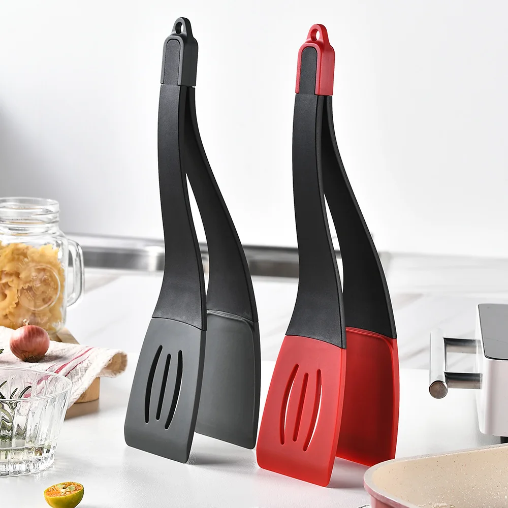 Silicone Kitchen 3 In 1 Silicone Steak Clip Fish Flip Spatula Multipurpose Cooking Pancake Spatula Food Tongs