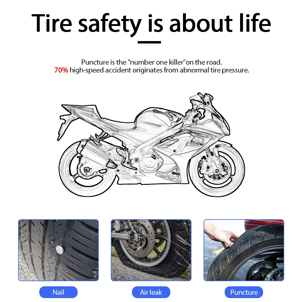 New Motorcycle Tire Pressure Careud Temperature Monitor Car Wireless Tire Pressure Monitor TPMS
