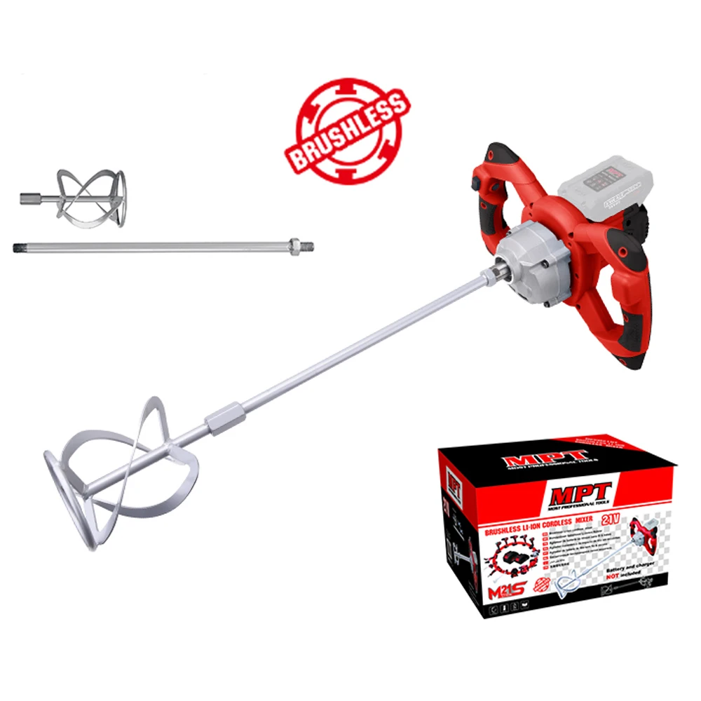 MPT 21V Cordless Concrete Mixers Industrial Paint Dispersion Mixing Tools Battery Plaster Mortar Cement Drill Mixer