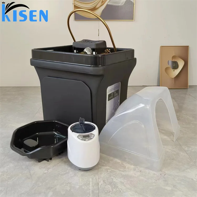 Kisen Modern Luxury Hair Salon Shampoo Bowl Massage Shampoo Chair Salon Furniture Backwash Units Hair Washing Chair with Basin