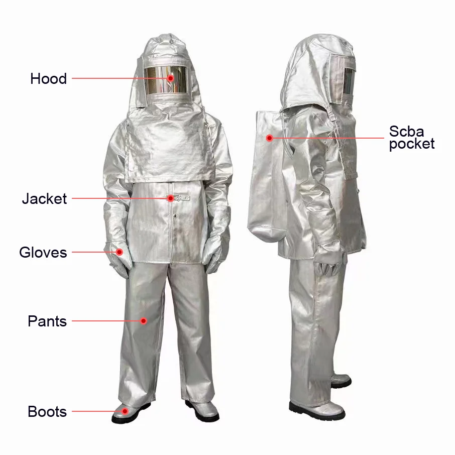 Hot Sale Fireman Aluminized Molten Metal Suit High Temperature Protection Heat Resistant Safety Suit