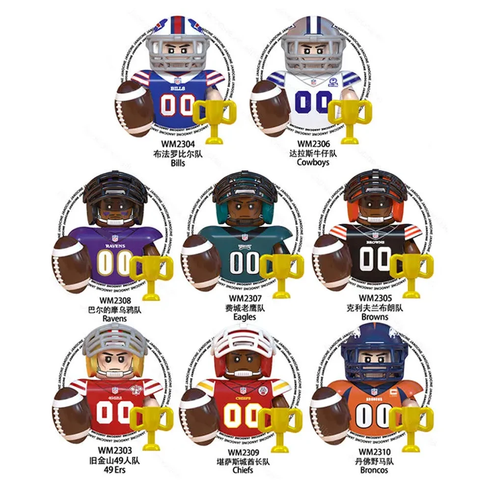 WM6133 NFL Rugby Team Player Stadium Game Sport Action Figures Juguetes DIY Blocks Building Block Sets Educational Kids Toys