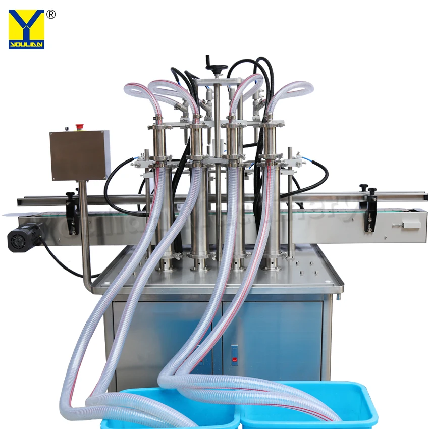 YT4T-4G Automatic SMC Piston 4 Nozzle 5000ml Pure Water Juice Filling Machine for Bottles Cans Jars