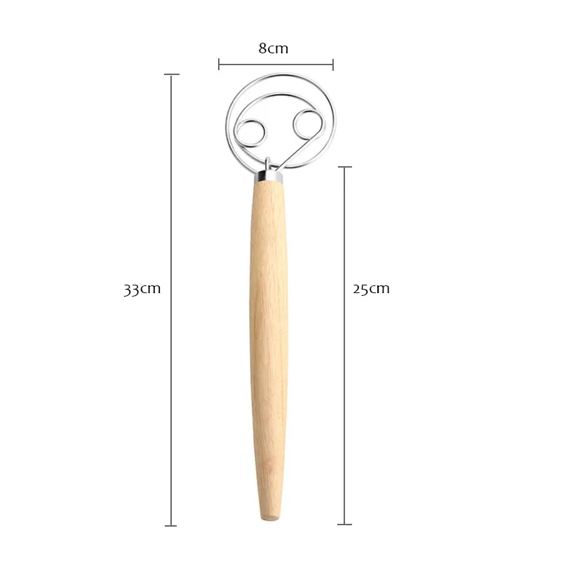 
Food grade dough egge whisk stainless steel wooden handle 