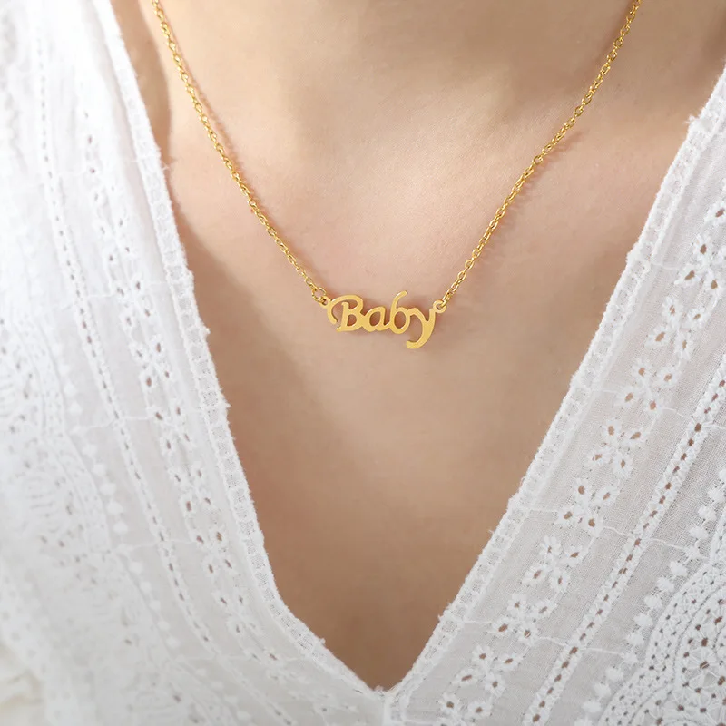 Wholesale Dream Letter Personalized Necklace Stainless Steel Gold Plated Alphabet Choker Chain Fashion Jewelry Gifts