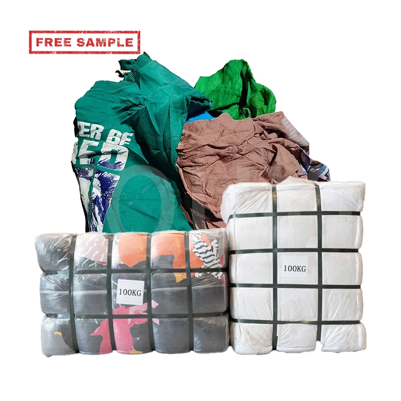 100% recycled Wiping Cloth Used Cotton Textile Waste Cotton Wiping Rags 100kg Bag Wiping Rags tshirt rags