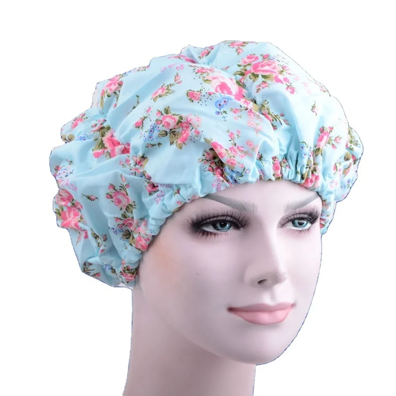 Custom Logo Reusable Shower Cap With Logo Double Layer