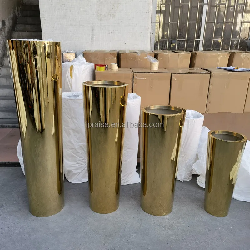 Luxury Home Decor Stainless Gold tall Large floor vase / Big Outdoor flower pots & planters
