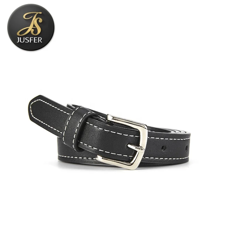 Wholesale female simple cowhide PU belt women fashion casual jeans belt with square pin buckle