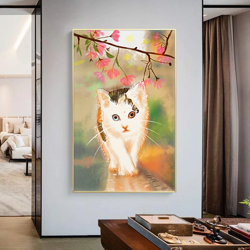 Trending hot products coloured cat oil painting abstract animal painting simple oil painting designs