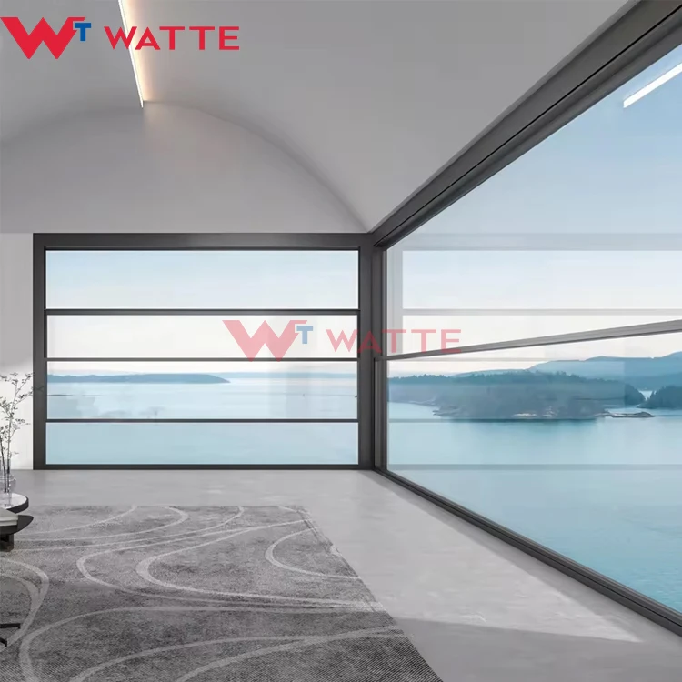 Modern design vertical sliding window luxury villa balcony aluminum framed insulated glass electric lift up windows