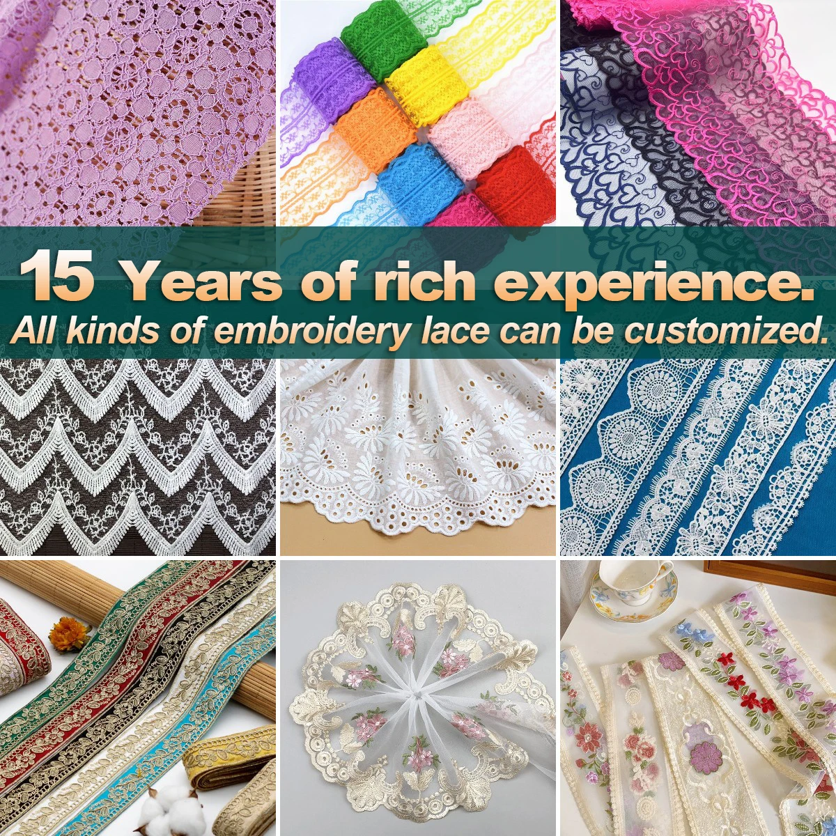 Customized High Quality Lace trim Beaded Gold Trim Milk Silk White Embroidery Guipure Trimming Lace