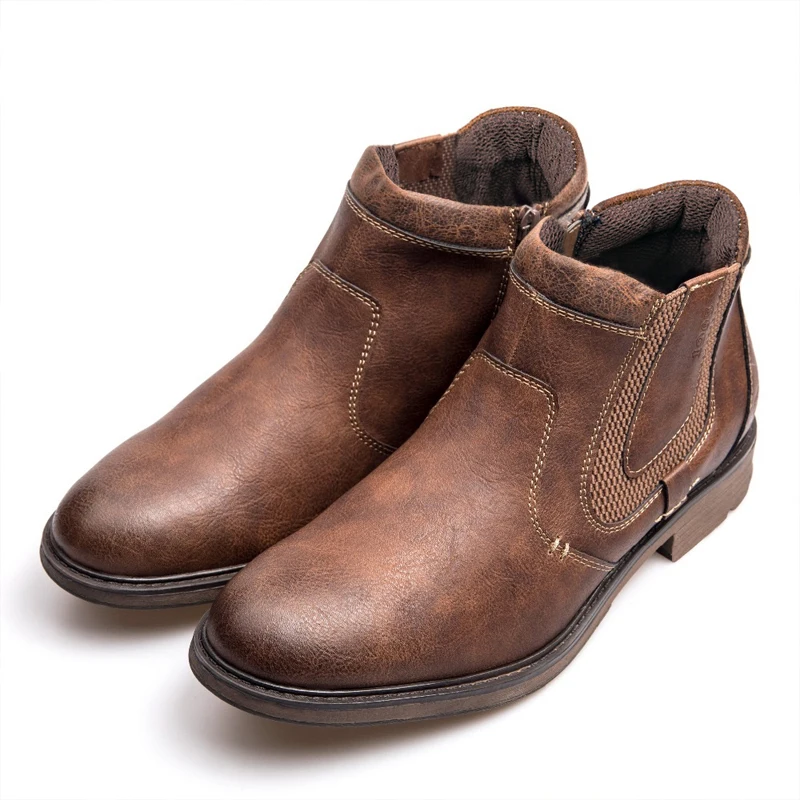 
Men Tooling Ankle Boot Chelsea Boot Riding Winter Warm Shoe Snow Boot Large Size 