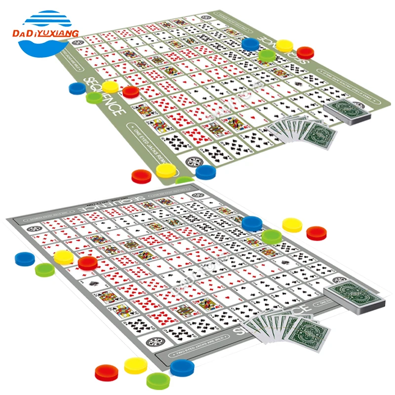 English Sequence Game Chess Multiplayer Party Board Game Poker Mat Carpet Board Game Interactive Toy