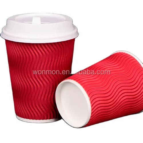 Premium Coffee Cups With Lids Insulated, Disposable Cup To Go Ripple Cups are Perfect For Hot and Cold