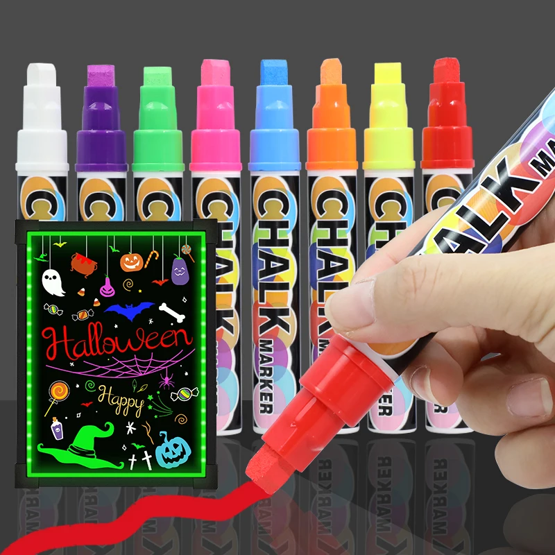 8 Vibrant Colors Liquid Chalk Pens 10MM Erasable Eco Non-Toxic Liquid Chalk Marker for Glass or Chalkboard