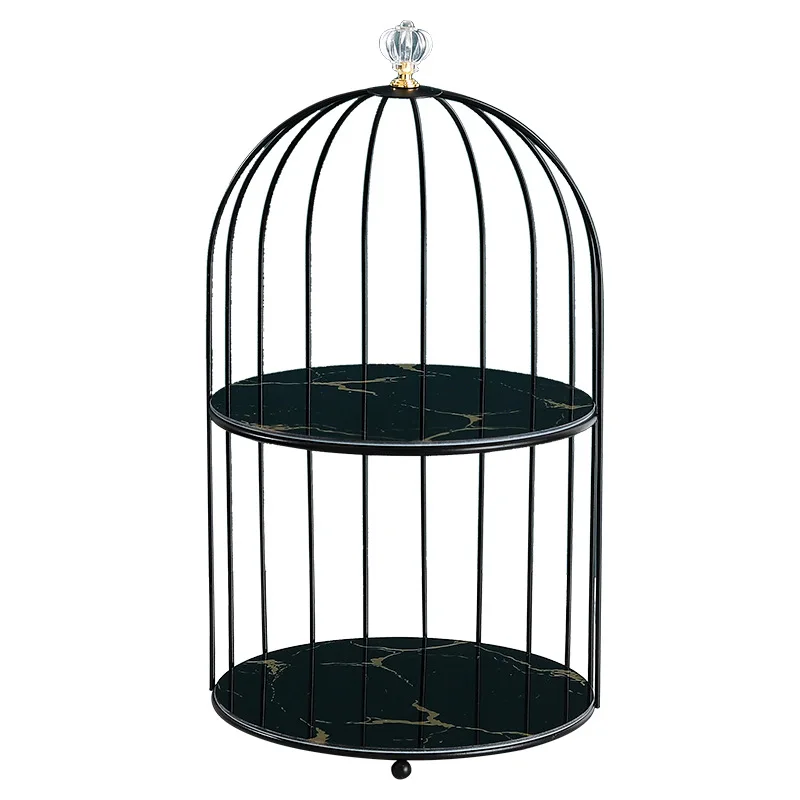 Home Storage Minimalist Half Bird Cage Marble Cosmetic Storage Rack Dresser Rack Wrought Iron Shelf For Bathroom Bedroom Kitchen