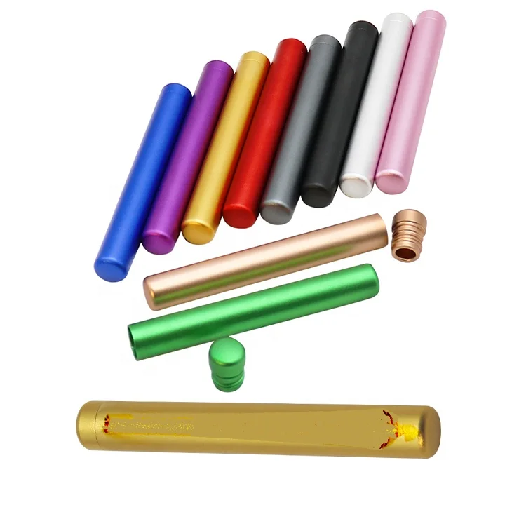 Изготовленный на заказ логотип 110 мм воздухонепроницаемая металлическая крышка Водонепроницаемая алюминиевая сигаретная Трубка Контейнер держатель трубки для хранения