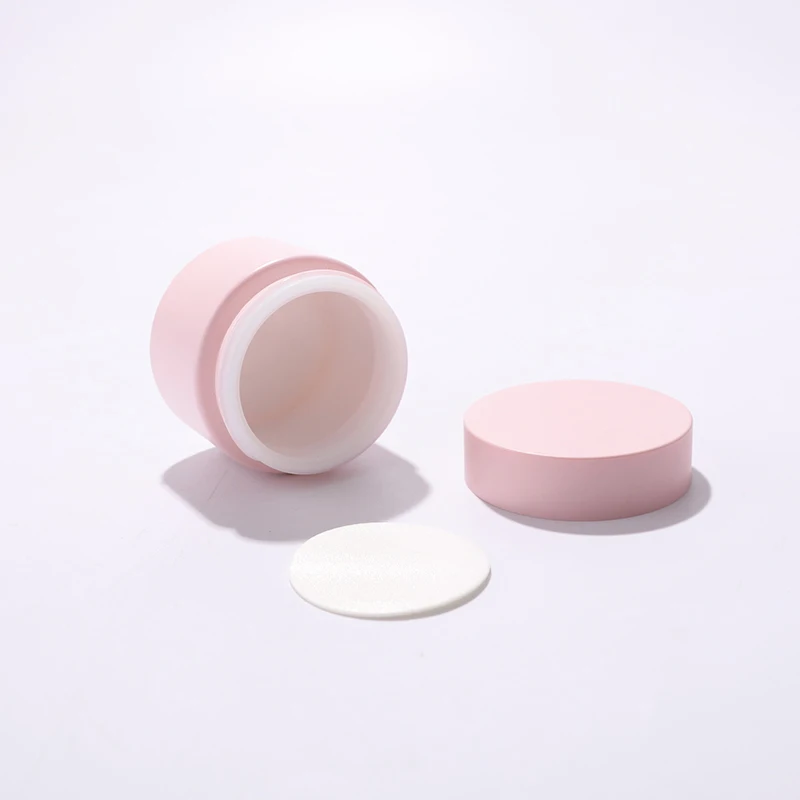 New design 50g customized color frosted cosmetic white ceramic jar packing with plastic cap for face cream eye cream for sale