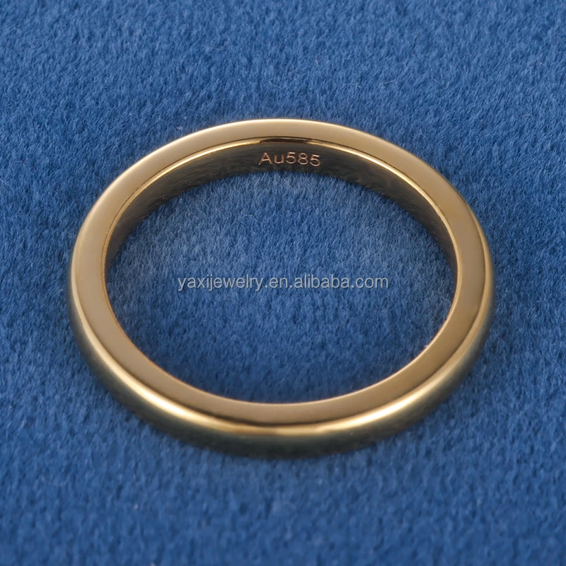 Custom Women Men 2.5mm S925 Silver 10K 14K 18K Solid Yellow Plain Gold Wedding Bands Ring