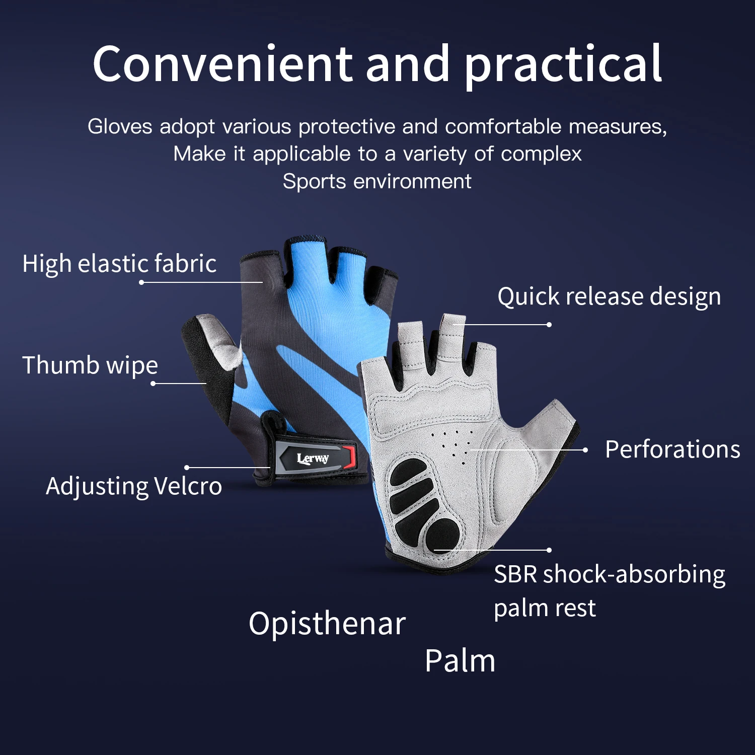 Summer Bike Accessories Shockproof Sports Gloves Fingerless Anti-slip Bicycle Motorcycle Riding Gloves