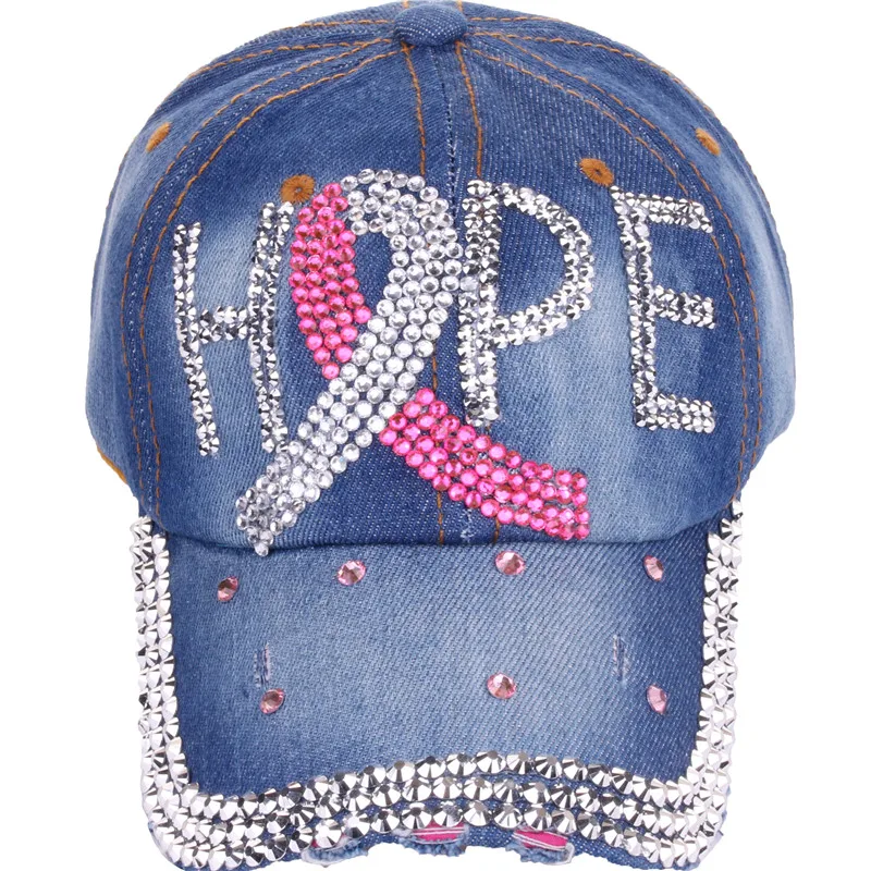 New Denim Hip Hop Caps Fashion Leisure Woman Cap With Hope Rhinestones Vintage Jean Cotton Baseball Caps For Men Hot Sale