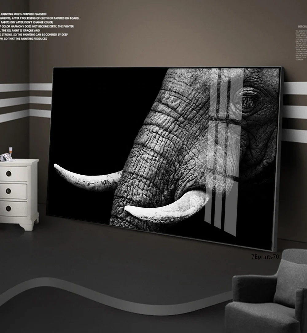 Dafen Elephant Art Acrylic Painting Home Decoration Wall Modern Crystal Porcelain Painting Wall Art