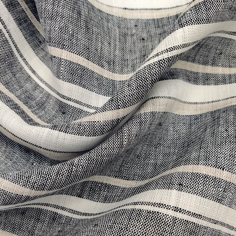 Manufacturing wholesale irregular thickness horizontal stripes flax fabrics oeko tex summer 100% linen fabric for clothing