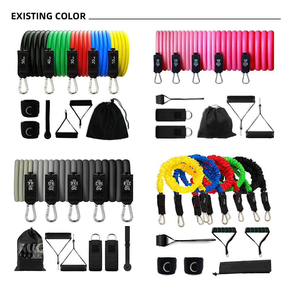 YETFUL Custom Printed Wholesale Exercise Adjustable Latex Theraband Tube Set Fitness Bands Resistance