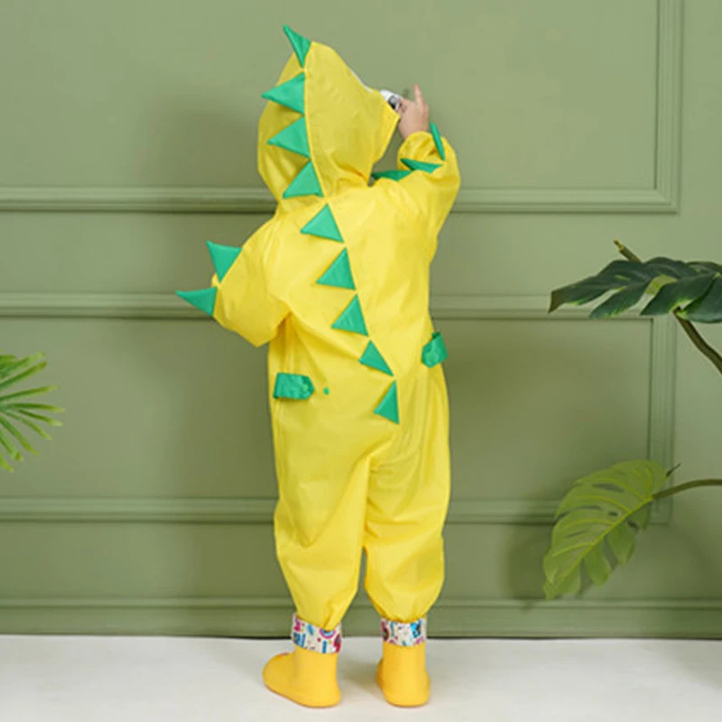 2022 camping hiking pu rainwear rain suit Coats wear poeket Boys Girls kids one pieces cartoon dinsour raincoat school
