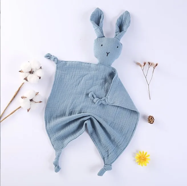 Newborn Cute Animal Rabbit Organic Cotton Baby Blanket Baby Comforter Toys Infant Baby Teething Muslin Bunny Comforter Blankets