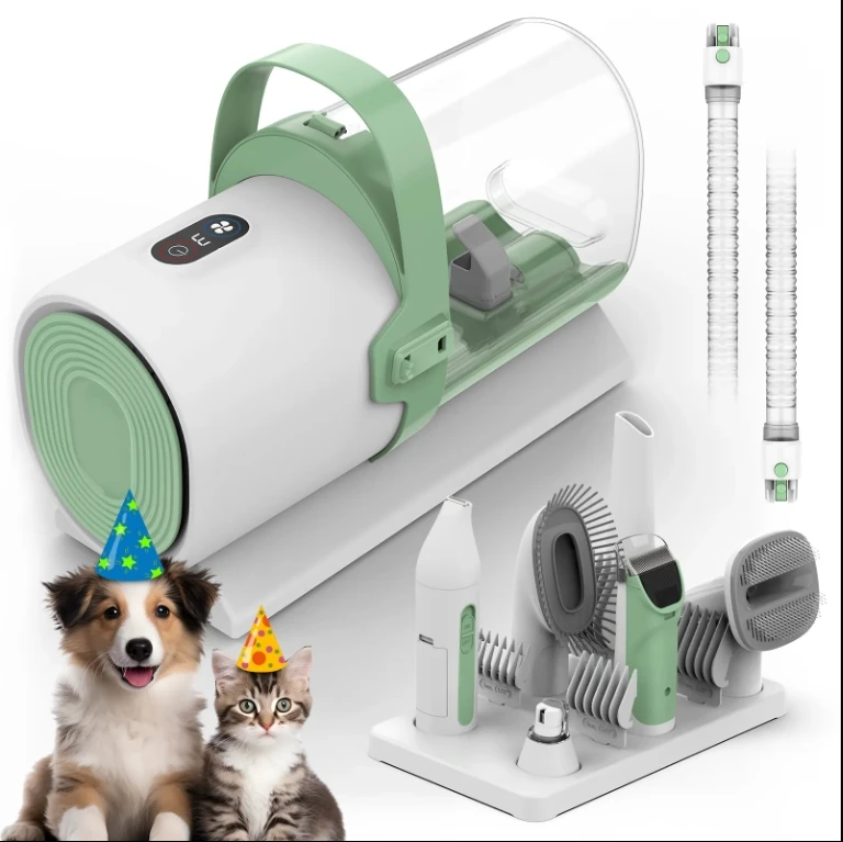 7 in 1 Pet Grooming Vacuum Dog Clippers Nail Trimmer Grinder Dog Brush for Shedding with 7 Pet Grooming Tools Cat Grooming Kit