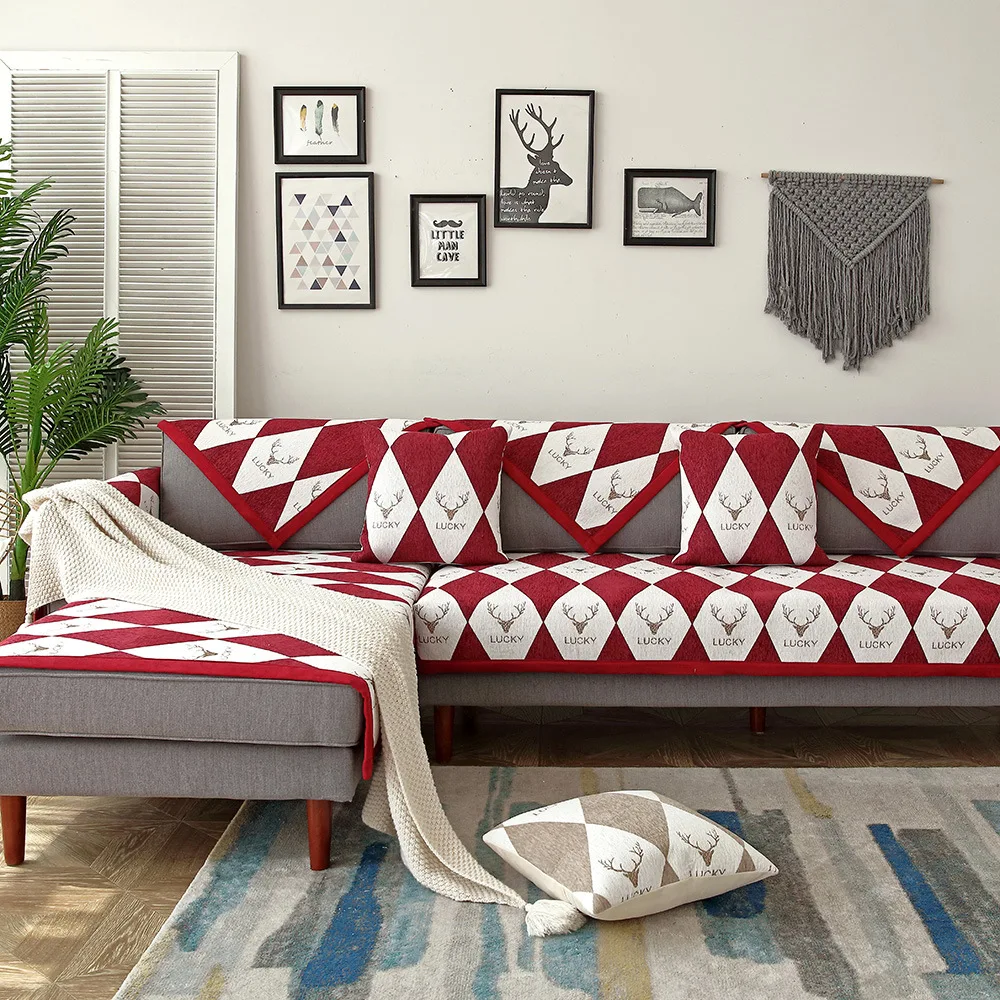 100% Polyester antiskid modern simple Nordic style sofa cushion sofa cover