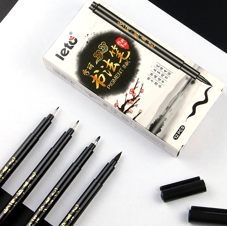 Hot Selling Black Calligraphy Art Pens Drawing Lettering Custom Logo Fineliner Calligraphy Brush Pen